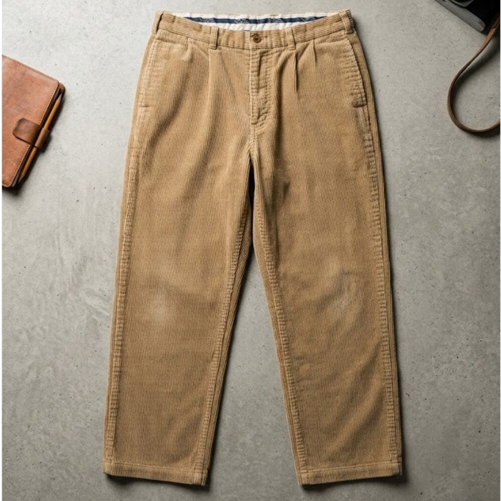 Brooks Brothers Elliot Pleated Corduroy Pants Tan Camel Khaki W36 L34 Old Money